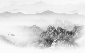 高清 新中式山水画 tif分层