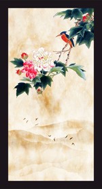 大理石山水玄关装饰画