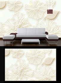 3D浮雕花朵电视背景墙