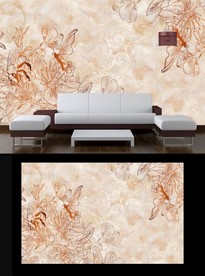 大理石花朵电视背景墙