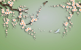 原创手绘梅花花鸟装饰画背景墙