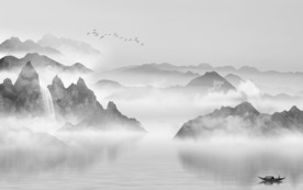 中式客厅山水画 TIF分层画