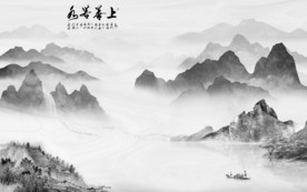 大厅风景山水画 TIF分层画