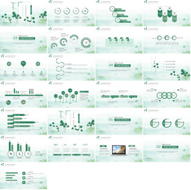 清新月度总结汇报PPT