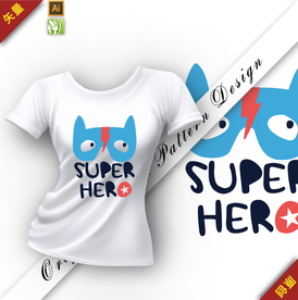 矢量原创可爱超人字母插图图案