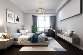 现代风格卧室3D效果图