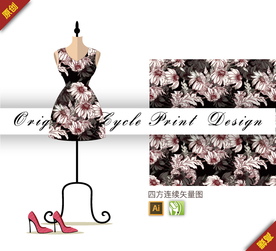 传统非洲菊花四方连续