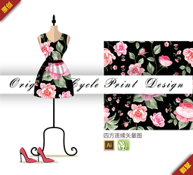 传统牡丹四方连续