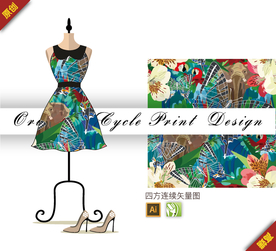 抽象昆虫野生动物花卉四方连续