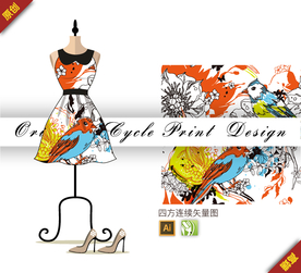 传统榆叶梅杜鹃四方连续