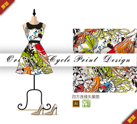 传统中国风百合四方连续