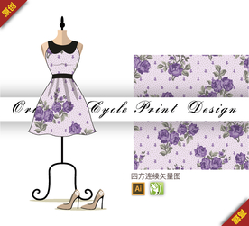 传统素雅海棠四方连续