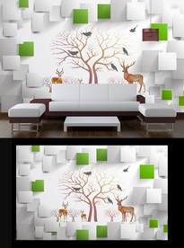 麋鹿电视背景墙