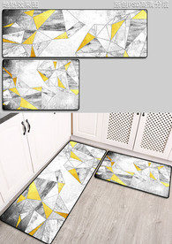 北欧几何抽象厨房地垫