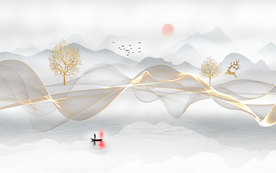 中式山水背景图