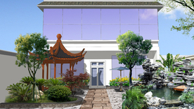 别墅庭院景观效果图PSD分层