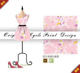 矢量简约鹤望兰四方连续