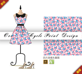 矢量樱花小碎花四方连续