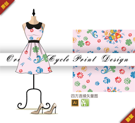 抽象牡丹四方连续