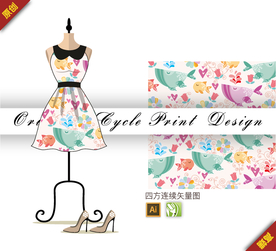 可爱卡通鱼类四方连续