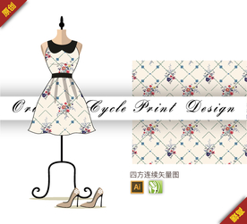 传统桂花紫罗兰四方连续