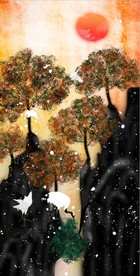 原创手绘山石画