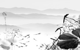 高端灰色新山水画 tif分层