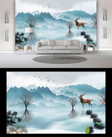 简约山水背景墙