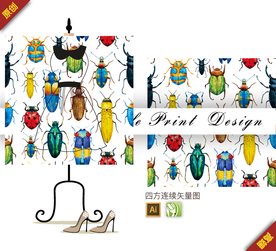 矢量唯美昆虫四方连续