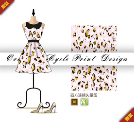 抽象野性动物豹纹色块四方连续