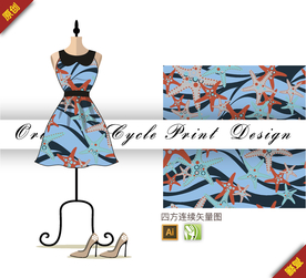 矢量海底海星四方连续