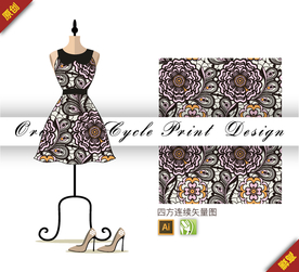 传统欧式荷兰菊几何四方连续