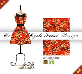 抽象喜庆线条四方连续