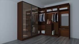 中式转角衣柜效果图