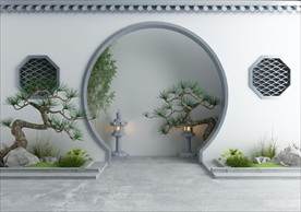 古典中式庭院月亮门