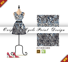 抽象野性豹纹黑色四方连续