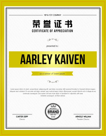 荣誉证书金色竖版证书