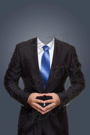 蓝色领带黑色西装形象照