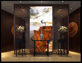 过道玄关麋鹿装饰画