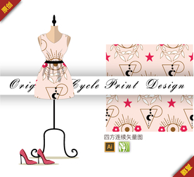 抽象宗教日月几何四方连续