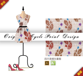 矢量针叶树叶四方连续