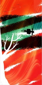 原创手绘抽象色块玄关装饰画