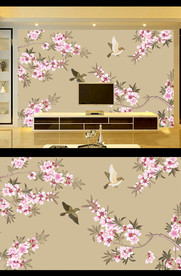 工笔桃花电视背景