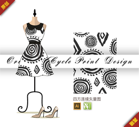 抽象涂鸦条纹几何四方连续