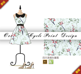 传统中国风梅花四方连续