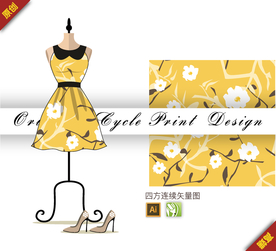 矢量简约茉莉花四方连续