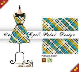 抽象几何条格色块四方连续