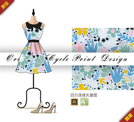 矢量金盏花铁线莲四方连续