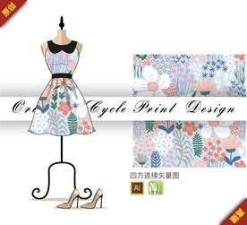 矢量樱花玉兰桂花四方连续