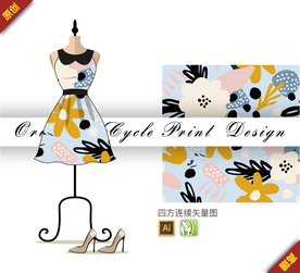 抽象茉莉花桂花四方连续